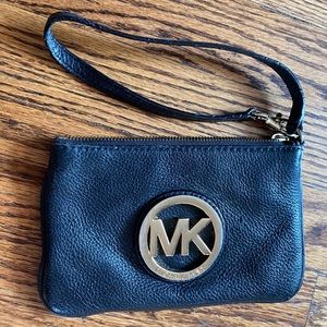 Michael Kors Black Gold MK Wristlet Wallet